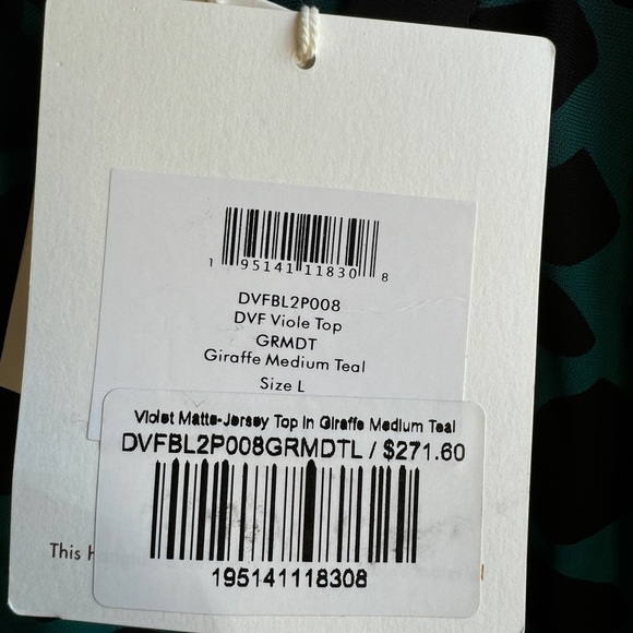 DIANE VON FURSTENBERG NWT Viole shirred printed jersey blouse Sz Large $388 MSRP - Picture 16 of 16